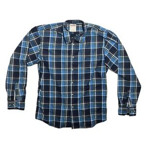 Wrangler Authentics Men's Large Blue Plaid Long Sleeve Button Down Shirt Casual